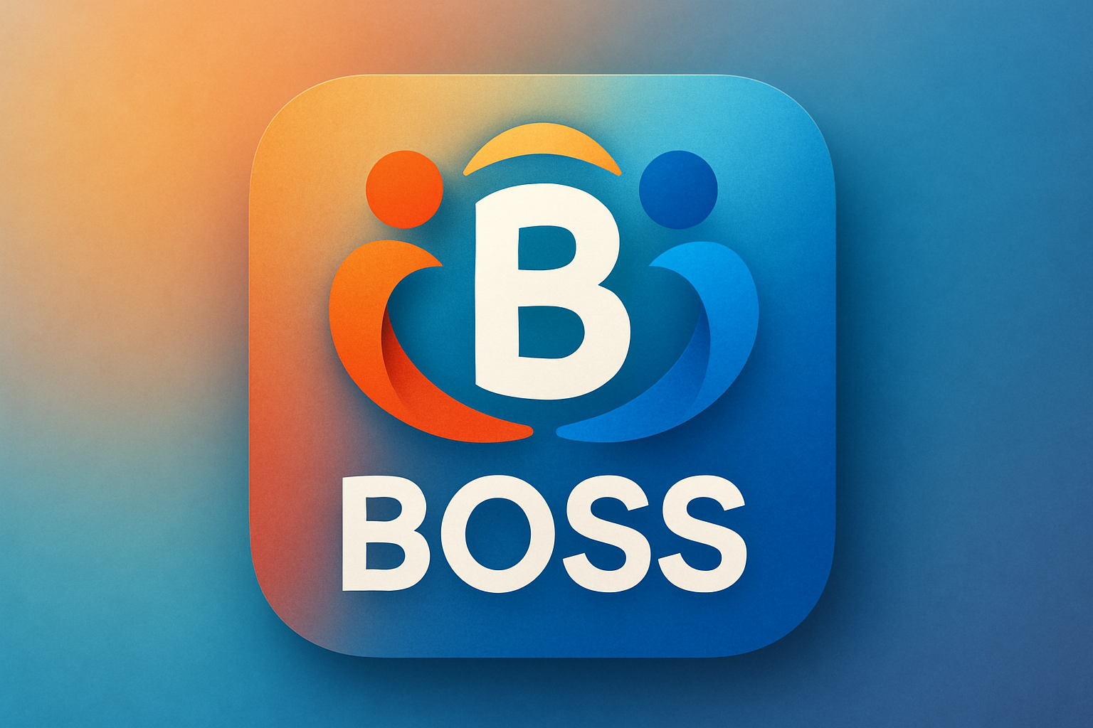 photographic A vibrant and inviting icon for a system  operating system called BOSS BoSS Trademarked  The background is a soft gradient of warm orange